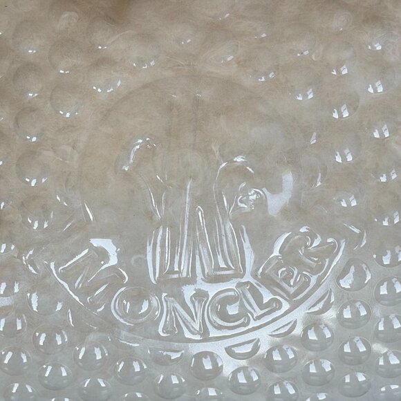 MONCLER Goose Down Padded Vanille Clutch Bag Chunky Logo Key Chain White NWOT - Picture 5 of 12